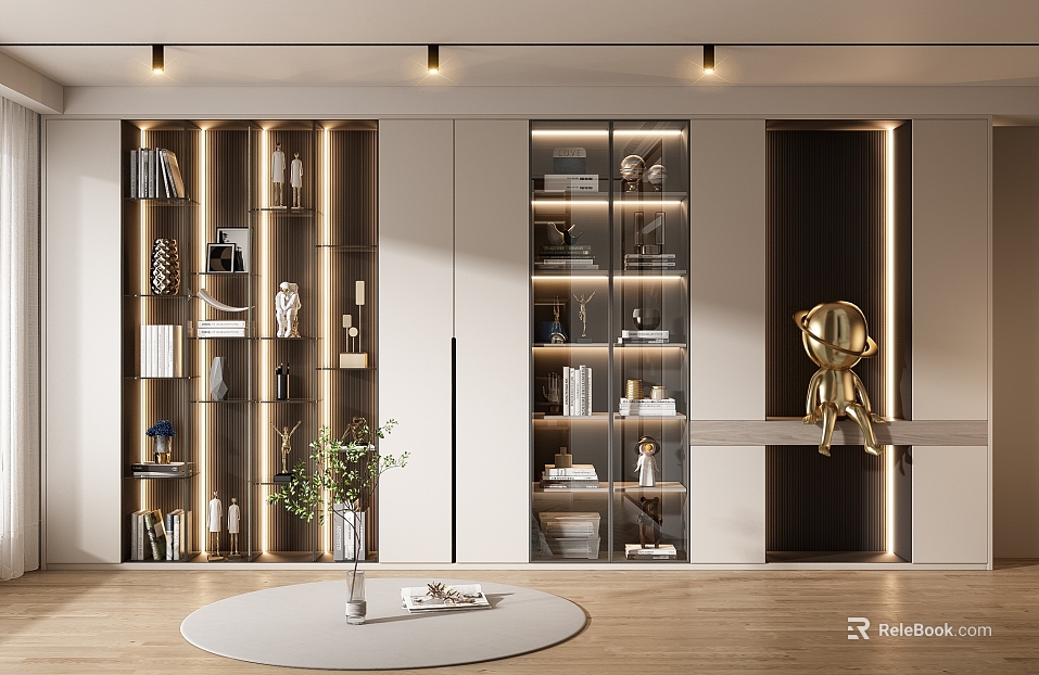 Light Luxury Bookcase Decorative Cabinet texture