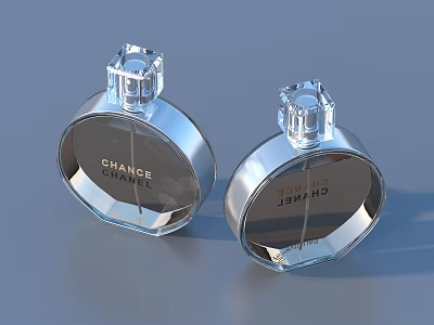 Elegant Chanel Chance Perfume Bottles With Silver Body And Transparent Caps 3d model