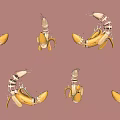 Step by Step Fresh Banana Peeling Process in Different Angles 3d model