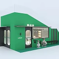 Modern Green Jewelry Store Interior With Glass Display Cases And Accessories