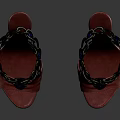 Elegant Red High Heels With Black Chain Straps Women's Stylish Design