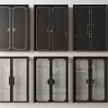 Various Double Door Designs Featuring Metal Handles Glass Panels and Dark Frames 3d model