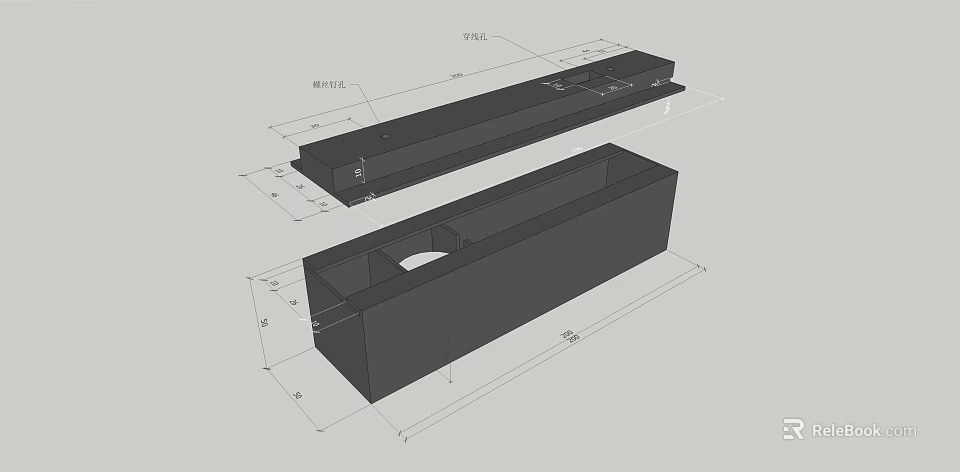 Mechanical Parts Engineering Drawing With Dimensional Annotations And Black Rectangular Structures 3d model 