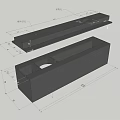 Mechanical Parts Engineering Drawing With Dimensional Annotations And Black Rectangular Structures