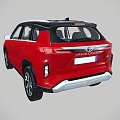Red Modern SUV With Sleek Body Design And Front Grille Headlights