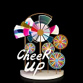 Colorful Cheer Up Decorative Pinwheel With Multiple Wheels And White Base