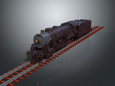 industrial LOFT train vintage train steam train locomotive head steam car 3d model