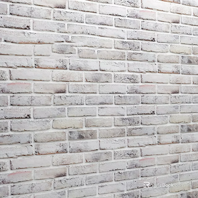 Textured Brick Wall Design with White and Gray Bricks Natural Classic Pattern 3d model 