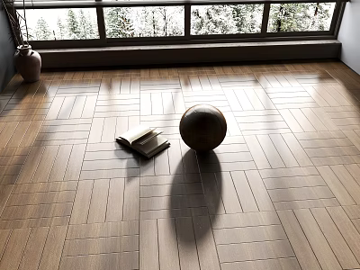 Wooden Flooring In Bright Room With Decor And Natural Light 3d model