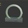 Silver Circular Metallic Sculpture With Gray Concrete Base And Smooth Reflective Surface 3d model
