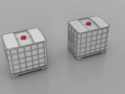 Durable Square Industrial Storage Containers With Metal Frame And Red Lid 3d model