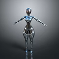 Female Humanoid Robot With Silver Metallic Body And Biomechanical Streamlined Design