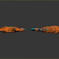 Two Shiny Decorative Swords With Turquoise Blades And Orange Ornate Hilts