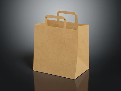 Durable Eco Friendly Brown Paper Bag With Handles For Daily Shopping Use 3d model