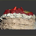 Delicious Meringue Cake Topped With Fresh Strawberries Kiwis And Whipped Cream