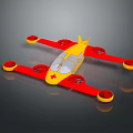 Yellow Red Medical Rescue Aircraft With Multiple Propellers And Cross Symbol