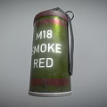 M18 Red Smoke Grenade With Green And Red Metal Casing And Pull Ring
