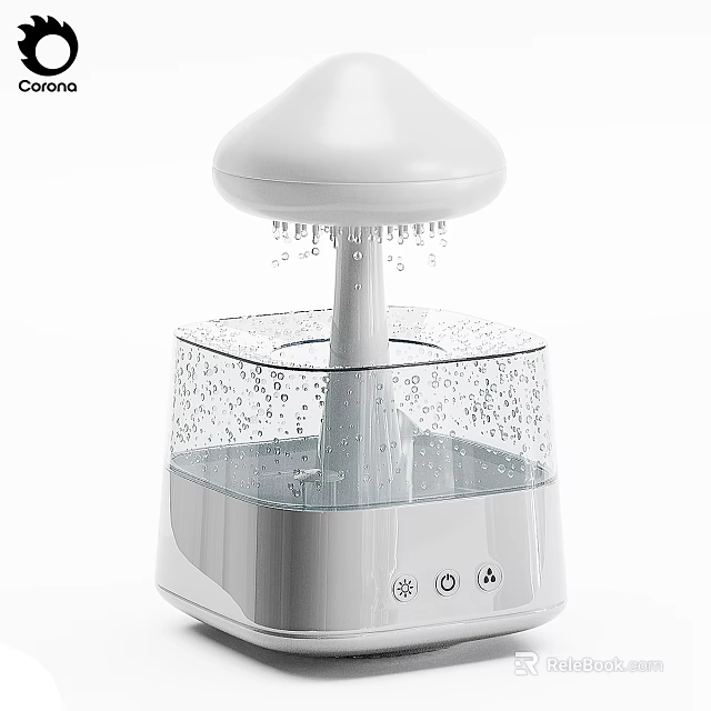 Smart Machine Humidifier With White Design Transparent Water Tank And Water Droplets 3d model 
