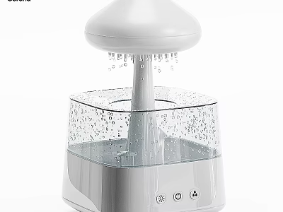 Smart Machine Humidifier With White Design Transparent Water Tank And Water Droplets 3d model