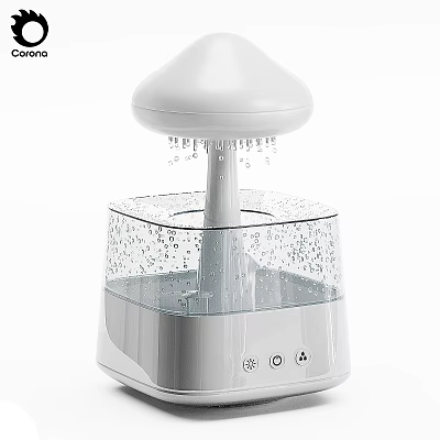 Smart Machine Humidifier With White Design Transparent Water Tank And Water Droplets 3d model