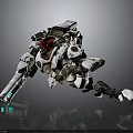 White Armored Mech Character Featuring Red Head And Glowing Mechanical Elements 3d model