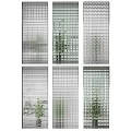 Glass Block Room Dividers with Textured Designs and Transparent Panels for Modern Interior Space Separation
