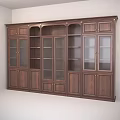 Elegant Dark Brown Wooden Wine Cabinet With Glass Doors And Spacious Display Shelves