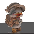 Cute 3D Cartoon Duck Character Wearing Hat With Backpack And Blush Cheeks
