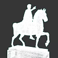 Artistic Man Riding Horse Sculpture With Linear Striped Design And Pedestal