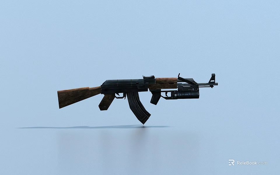 Classic Assault Rifle With Wooden Stock And Black Metal Body Design 3d model 