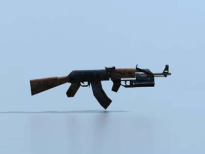 Classic Assault Rifle With Wooden Stock And Black Metal Body Design 3d model