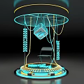 Innovative Installation Featuring Neon Lights Transparent Structure Chair And Circular Base
