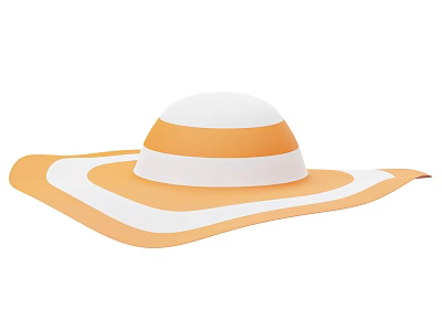Orange and White Wide Brim Hat for Summer Sun Protection Fashion Accessory 3d model
