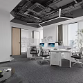 Modern Public Office Space With Open Layout Desks Computers Ergonomic Chairs And Lighting