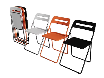 Modern Folding Single Chair In White Orange Black With Stackable Design And Style 3d model