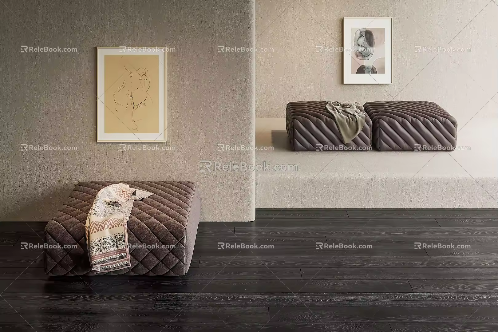 Modern sofa stool 3d model