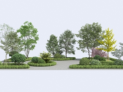 Plant Pile Landscape Plant Combination Garden Landscape Big Tree Shrub Peach Tree Ginkgo Hedge model