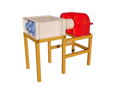Industrial Mechanical Device With White Red Components On Wooden Stand 3d model