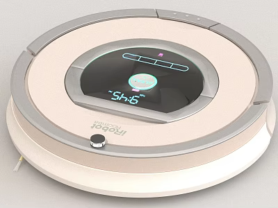 Roomba Robotic Vacuum Cleaner With Round Design Digital Display And White Silver Color 3d model