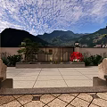 Luxury Detached Villa Exterior Design With Mountain View Large Windows And Courtyard