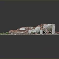 Modern Urban Ruins With Bricks Debris Concrete And Overgrown Green Plants