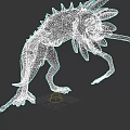 Fierce Spiky Reptilian Game Movie Character With Tentacles And Long Tongue