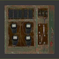 Rusted Old Electrical Distribution Box With Open Doors Switches And Meters