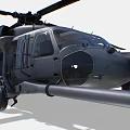 Military Helicopter With Dark Exterior Rotor Blades Fuselage And Structural Details