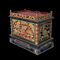 Traditional Ornate Carved Wooden Box With Colorful Intricate Patterns And Decorative Details
