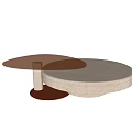 Elegant Modern Coffee Table With Round Wooden Base And Glass Layered Top