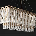 Elegant Modern Crystal Chandelier With Gold Frame And Geometric Rectangular Design 3d model