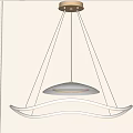 Modern Pendant Light With Wave Shaped LED Strip And Dome Shade Suspended By Thin Wires