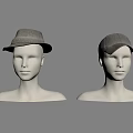 Stylish Textured Hats Displayed On Mannequin Heads Wide Brim And Baseball Cap