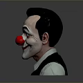 Man With Clown Makeup Featuring Red Nose White Face And Exaggerated Smile